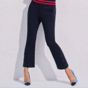 Cabi 6043 Keen Kick Flare Crop Pants Navy Blue Nautical Career Workwear Size 10
